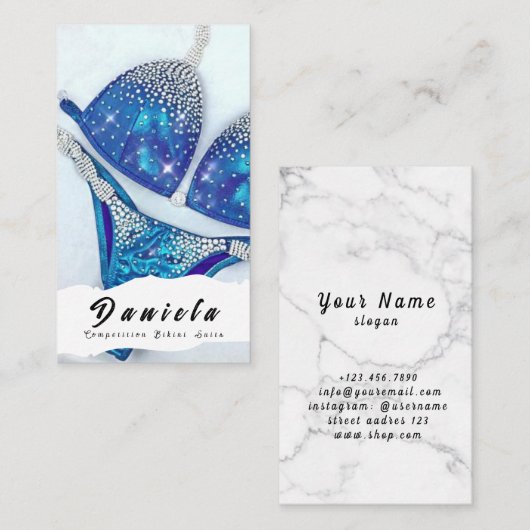 Crystal Bikini Fitness Competition Suits Women Visitekaartje (Voorkant / Achterkant)