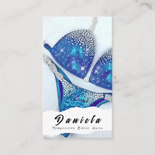 Crystal Bikini Fitness Competition Suits Women Visitekaartje (Voorkant)