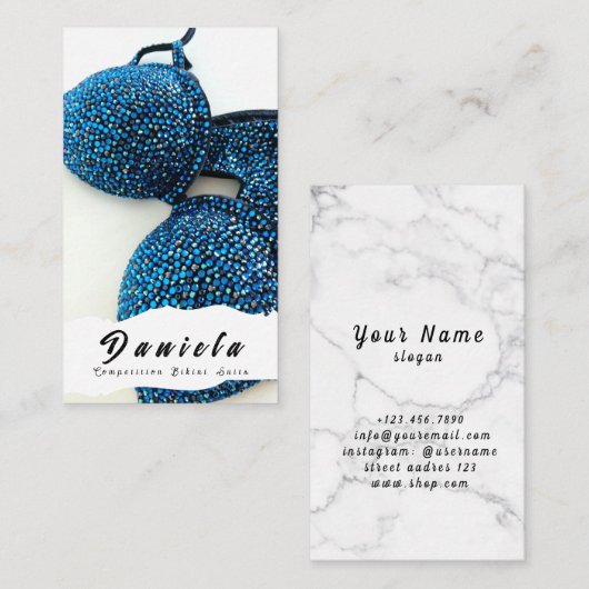 Crystal Bikini Fitness Competition Suits Women Visitekaartje (Voorkant / Achterkant)