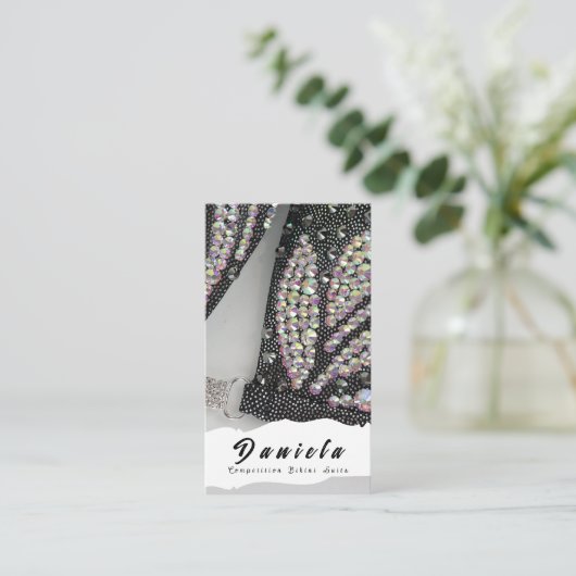 Crystal Bikini Fitness Competition Suits Women Visitekaartje (Staand voorkant)