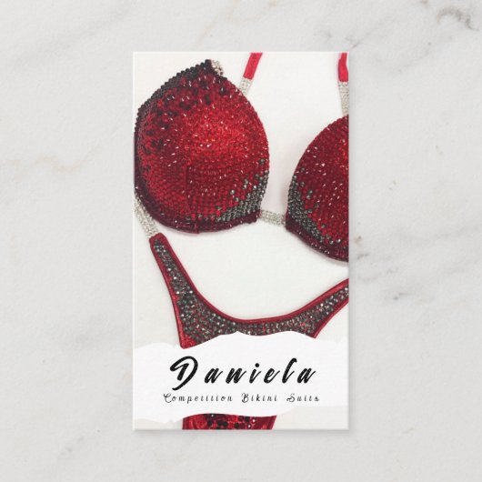 Crystal Bikini Fitness Competition Suits Women Visitekaartje (Voorkant)