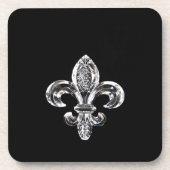 Crystal Black Fleur de lis Bier Onderzetter (Voorkant)