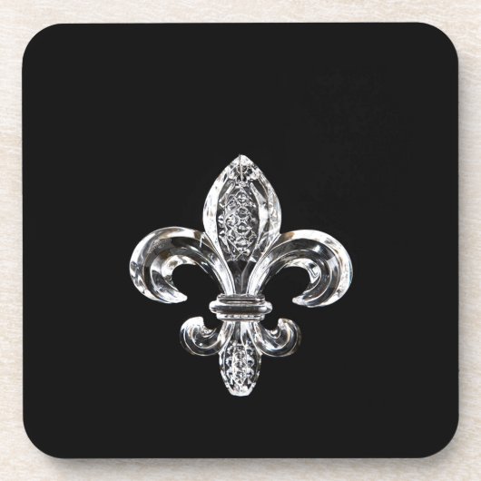 Crystal Black Fleur de lis Bier Onderzetter (Voorkant)