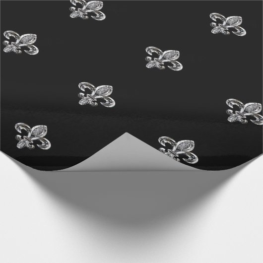 Crystal Black Fleur de lis Cadeaupapier (Hoek)