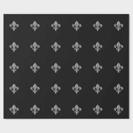 Crystal Black Fleur de lis Cadeaupapier (Vlak)