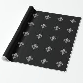 Crystal Black Fleur de lis Cadeaupapier (Uitgerold)