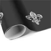 Crystal Black Fleur de lis Cadeaupapier (Rol Hoek)