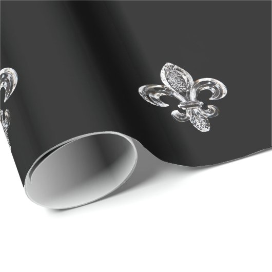 Crystal Black Fleur de lis Cadeaupapier (Rol Hoek)