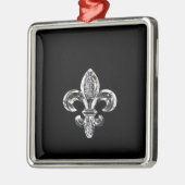 Crystal Black Fleur de lis Metalen Ornament (Links)