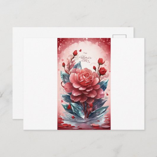 Crystal Blooms of Love: Valentijnsdag Groet C Briefkaart (Voorkant / Achterkant)