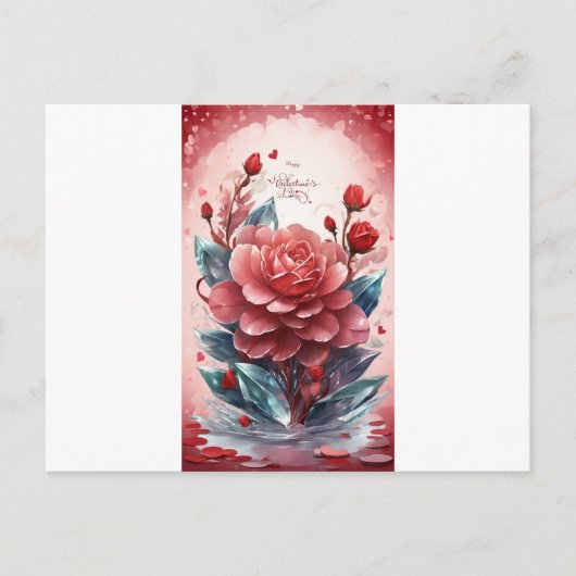 Crystal Blooms of Love: Valentijnsdag Groet C Briefkaart (Voorkant)