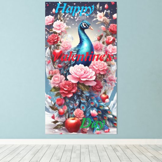 Crystal Blooms Wonderland: Peacock Canvas Kunst (Insitu (Houten vloer))