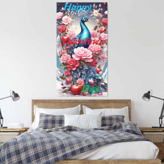 Crystal Blooms Wonderland: Peacock Canvas Kunst (Insitu (Slaapkamer))