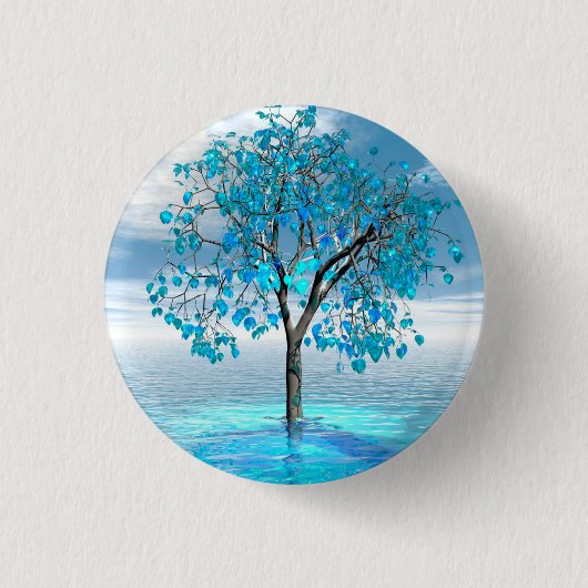 Crystal Blue Boom knop Ronde Button 3,2 Cm (Voorkant)