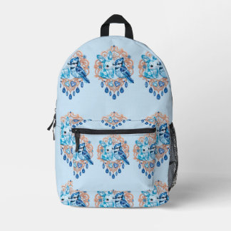 Crystal Blue Bunny and Blue Jay Heart Bedrukte Rugzak