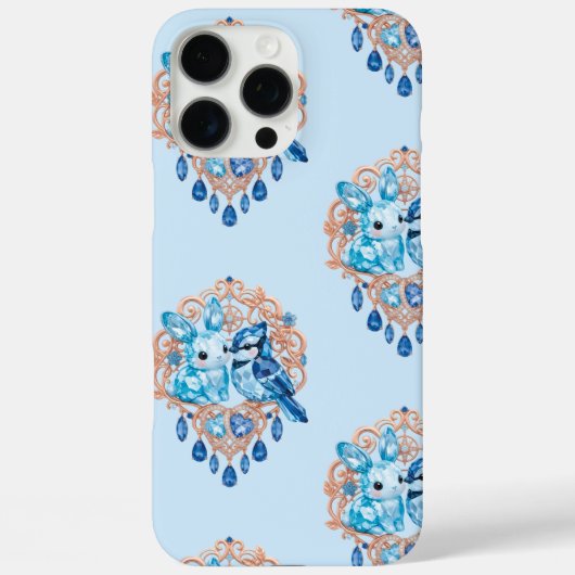 Crystal Blue Bunny and Blue Jay Heart Case-Mate iPhone Case (Achterkant)