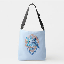 Crystal Blue Bunny and Blue Jay Heart Crossbody Tas