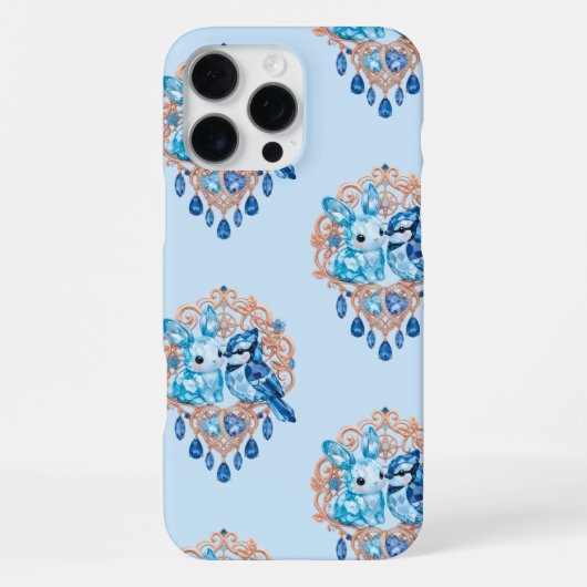 Crystal Blue Bunny and Blue Jay Heart iPhone Hoesje (Achterkant)