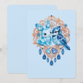 Crystal Blue Bunny and Blue Jay Heart Kaart (Voorkant / Achterkant)