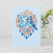 Crystal Blue Bunny and Blue Jay Heart Kaart (Staand voorkant)