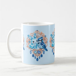Crystal Blue Bunny and Blue Jay Heart Koffiemok