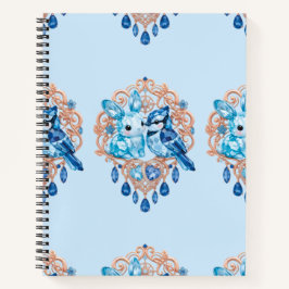 Crystal Blue Bunny and Blue Jay Heart Notitieboek