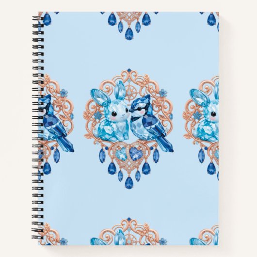 Crystal Blue Bunny and Blue Jay Heart Notitieboek (Voorkant)