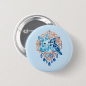 Crystal Blue Bunny and Blue Jay Heart Ronde Button 5,7 Cm (Voorkant /achterkant)