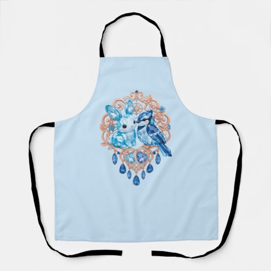 Crystal Blue Bunny and Blue Jay Heart Schort (Voorkant)