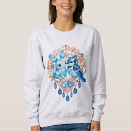 Crystal Blue Bunny and Blue Jay Heart Trui