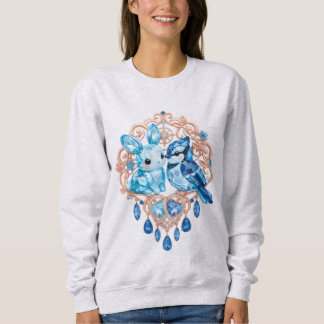 Crystal Blue Bunny and Blue Jay Heart Trui