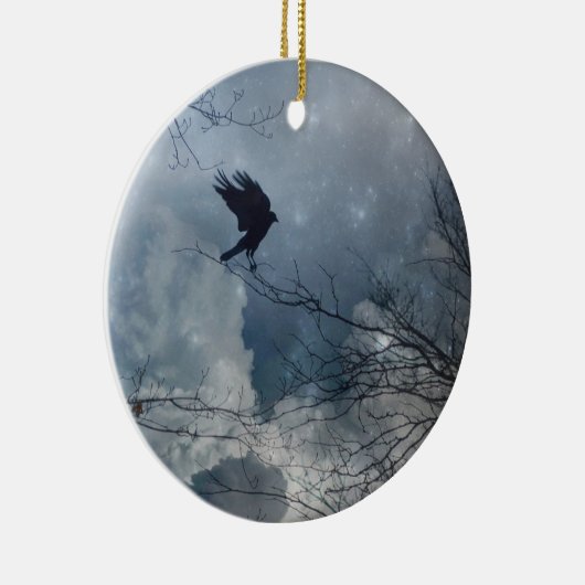 Crystal Blue Crow Sky Keramisch Ornament (Rechts)