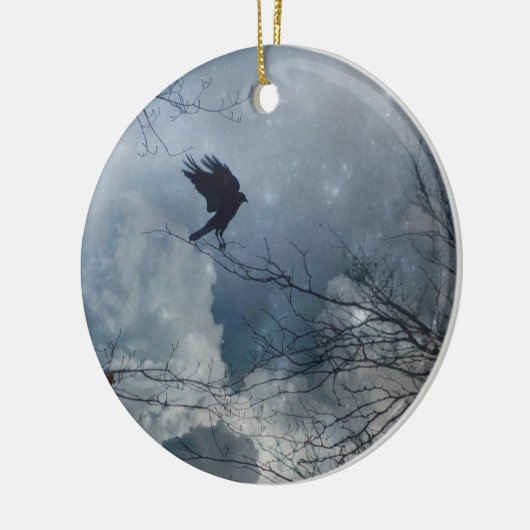 Crystal Blue Crow Sky Keramisch Ornament (Links)