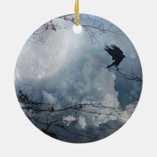 Crystal Blue Crow Sky Keramisch Ornament (Achterkant)