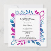 Crystal Blue en Hot Pink Quinceañera Kaart (Voorkant)