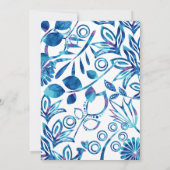 Crystal Blue en Magenta Floral uitnodiging (Achterkant)