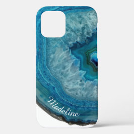 Crystal Blue Geode Slice | Gepersonaliseerd iPhone 16 Hoesje
