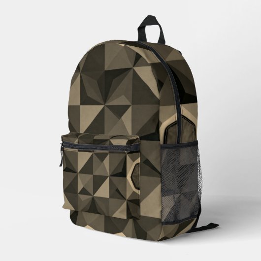 Crystal Blue Low‑Poly Geometrische Rugzak (Achterkant Hoek Rechts)