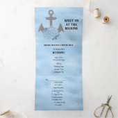 Crystal Blue Marina Style Wedding Drieluik Uitnodiging (Binnen)