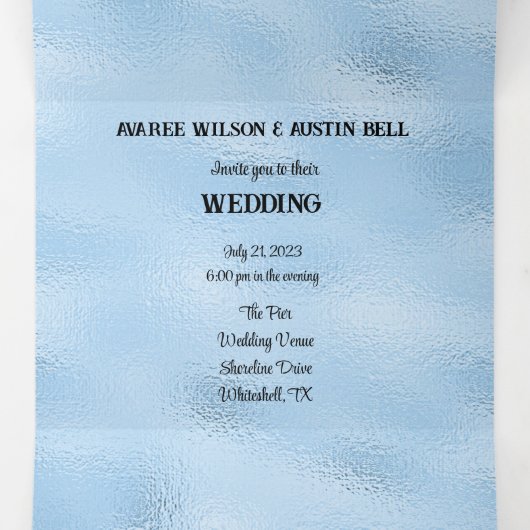 Crystal Blue Marina Style Wedding Drieluik Uitnodiging (Binnenkant midden)