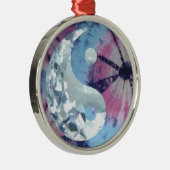 Crystal Blue Persuasion Yin en Yang Metalen Ornament (Rechts)