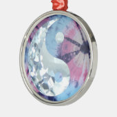 Crystal Blue Persuasion Yin en Yang Metalen Ornament (Links)