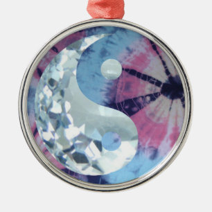 Crystal Blue Persuasion Yin en Yang Metalen Ornament