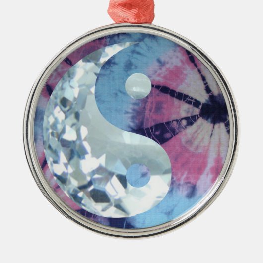 Crystal Blue Persuasion Yin en Yang Metalen Ornament (Voorkant)
