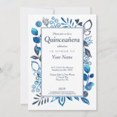 Crystal Blue Quinceañera-uitnodigingen Kaart (Voorkant)
