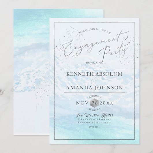 Crystal Blue Shoreline/Beach Engagement Party Kaart (Voorkant / Achterkant)