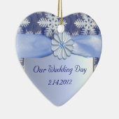 Crystal Blue Snowflake Celebration Keramisch Ornament (Rechts)