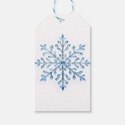 Crystal Blue Snowflake Design Cadeaulabel (Voorkant)