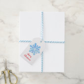 Crystal Blue Snowflake Design Cadeaulabel (Met Touw)