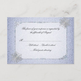 Crystal Blue Snowflake Weddenschapskaart RSVP Kaartje